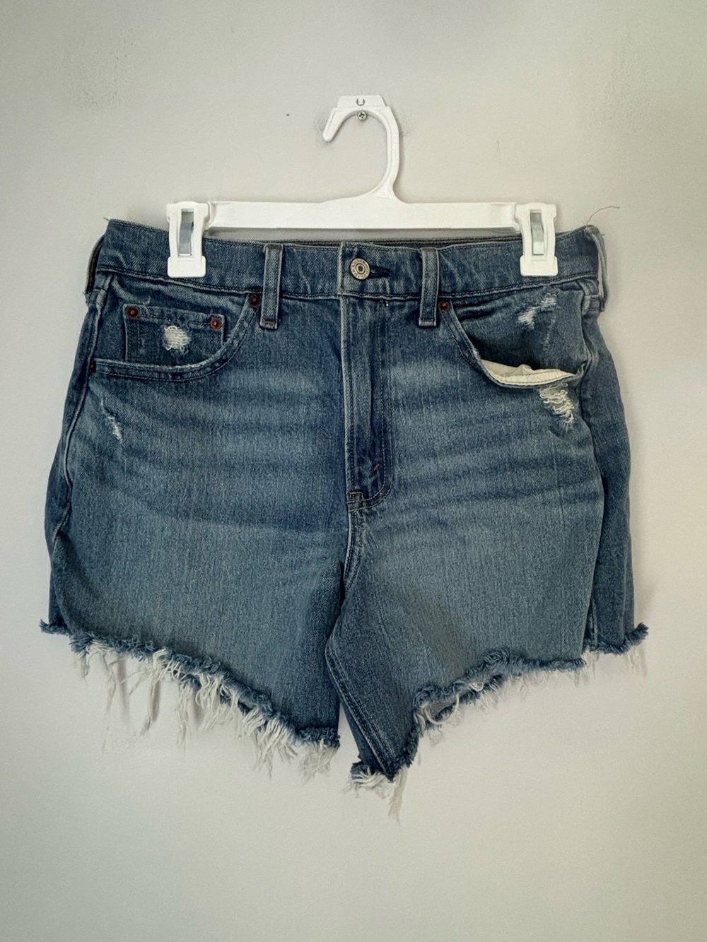 Abercrombie & Fitch High Rise Raw Hem Dad Shorts Size 27